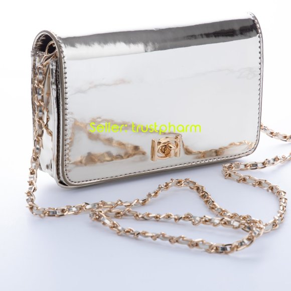 BEBE Metallic Gold Mini Crossbody Clutch - Picture 4 of 4